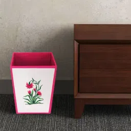 SEJ by Nisha Gupta Off White & Pink Wooden Open Dry Bin - 11.5 Litres-image-94
