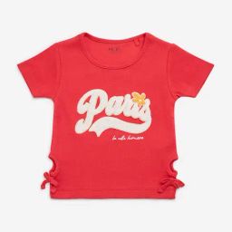 HOP Kids by Westside Red Text Design Cotton Blend T-Shirt-image-2