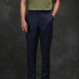 Rare Rabbit Navy Regular Fit Solid Trousers-image-59