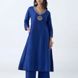 Utsa by Westside Blue Zari Embroidered A-Line Kurta-picture-22