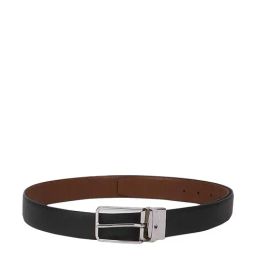 Louis Philippe Black Leather Solid Reversible Belt for Men-image-79