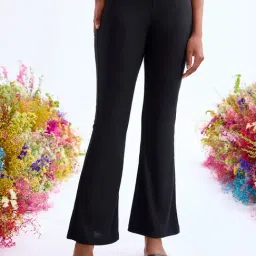 Cover Story Black Relaxed Fit Mid Rise Trousers-image-33