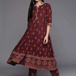Libas Maroon Printed Flared Kurta-image-94