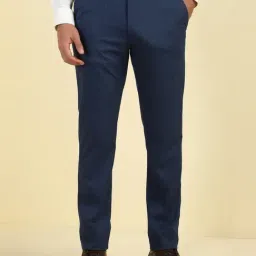 Allen Solly Navy Slim Fit Striped Trousers-picture-5
