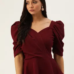 WoowZerz Burgundy Wrap Peplum Top-picture-40