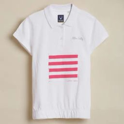 Allen Solly Girls White Cotton Regular Fit Striped T-Shirt-picture-31