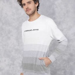 Crimsoune Club Grey Regular Fit Striped Sweatshirt-image-11