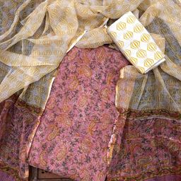 PALASH Floral Block Printed Pure Cotton Unstitched Dress Material-picture-24