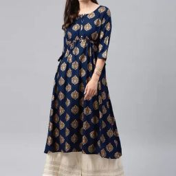 Alena Navy Printed A Line Kurta-42