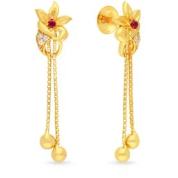 Malabar Gold and Diamonds 22k Yellow Gold Floral Earrings for Women-image-77