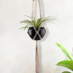 Homesake Beige Fabric Large Hanging Planter with Pot-image-28