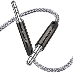 Powerup Nylon Braided Metal Aux Cable with Gold Plated Connectors (Grey)-32