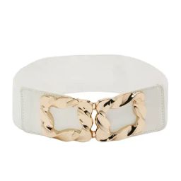 Crusset White Woven Wide Belt for Women-image-12