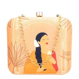 NR by Nidhi Rathi Beige Fabric Clutch-image-93