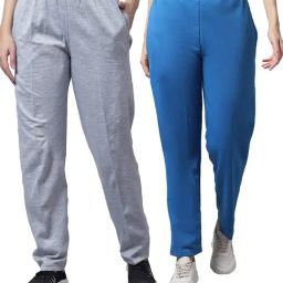 Vimal Jonney Grey & Blue Regular Fit Mid Rise Track Pants - Pack of 2-image-87