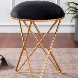 Nestroots Solid Black Velvet Puffy Pouffes Foot Stool Ottoman-image-98
