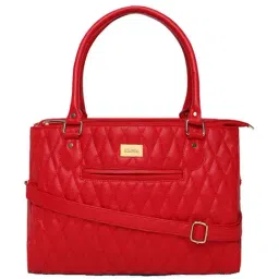 KLEIO Red Quilted Medium Laptop Handbag-16