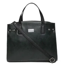 KLEIO Dark Green Solid Medium Handbag-5