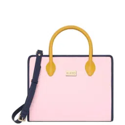 KLEIO Pink Solid Medium Handbag-12