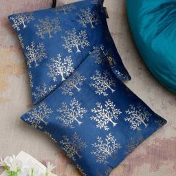 HOSTA HOMES Navy & Golden Velvet Zippered Cushion Cover - Set of 2-image-99