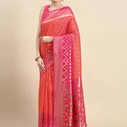 Mohey Pink Woven Saree With Unstitched Blouse-image-27