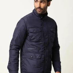Rare Rabbit Navy Blue Relaxed Fit Solid Jacket-image-61