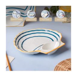 Nestasia Printed ¿White ¿Ceramic Nitori Shell-Shaped Plates with Section - Set of 2 image 3