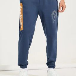 Styli Navy Blue Relaxed Fit Printed Joggers-image-27