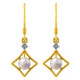 BIS Hallmarked 22k Yellow Gold Drop Earrings with A Pearl & Stone Detailing for Women & Girls-28