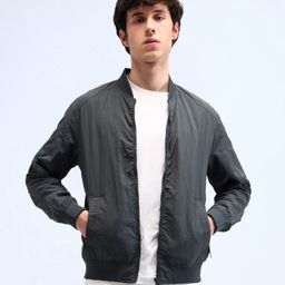 Flying Machine Men Stand Collar Solid Casual Bomber Jacket-image-71