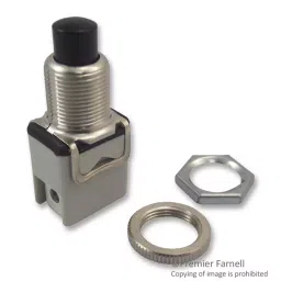 APEM PUSHBUTTON, PLASTIC, 12MM, NC, BLACK, 1212C2-21