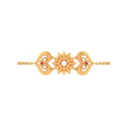 P.C. Chandra Jewellers 14k Yellow Gold Flowers Red Gems & Pink Pearl Bracelet for Women & Girls-11