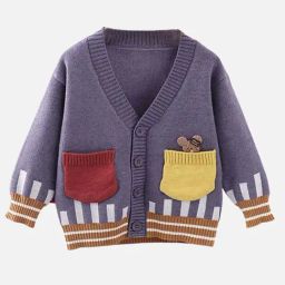 Little Surprise Box Purple Printed Full Sleeves Cardigan-image-12