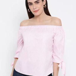 Oxolloxo Pink Cotton Striped Top-image-30