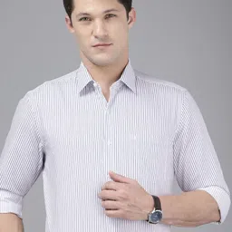 Arrow Pure Cotton Manhattan Slim Fit Striped Formal Shirt-picture-44