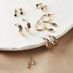 Accessorize London Gem Hoop & Stud Earrings - Set of 6-image-15