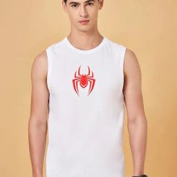 Sf Jeans By Pantaloons Bright White Slim Fit Printed Gym Vest-image-90