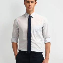 Arrow White Cotton Slim Fit Self Pattern Shirt-picture-10