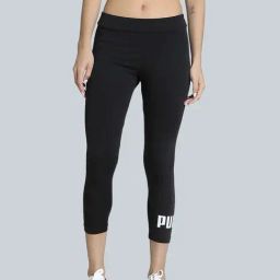 Puma Black Cotton Skinny Logo Printed Sports Leggings-image-88
