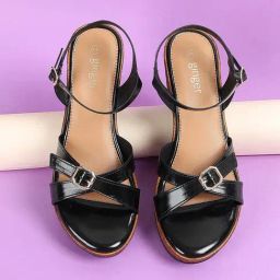 Ginger by Lifestyle Women's Black Ankle Strap Wedges-picture-43