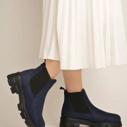 Shoetopia Women's Blue Chelsea Boots-image-56
