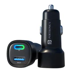 Portronics Dual Output Fast Car Charger with 30W Type-C PD & 30W USB (Black)-image-22