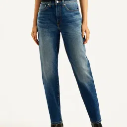 Levi's Blue High Rise Straight Fit Jeans-picture-12