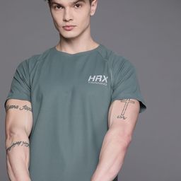 HRX by Hrithik Roshan Men Brand Logo Printed Raglan Sleeves Rapid-Dry Sports T-shirt-picture-2