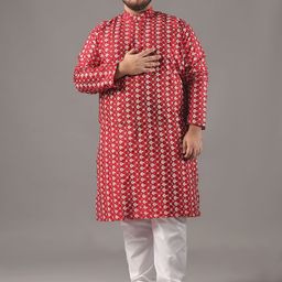 SOJANYA PLUS Size Floral Embroidered Thread Work Band Collar Straight Kurta-7