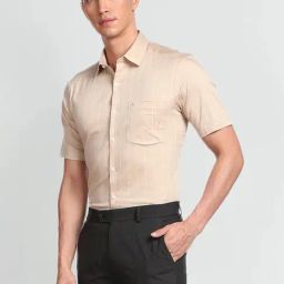Arrow Beige Cotton Regular Fit Checks Shirt-picture-32