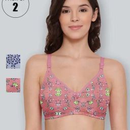 Lyra Blue & Coral Cotton Printed T-Shirt Bras - Pack Of 2-picture-30