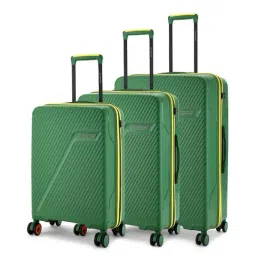 Nasher Miles Olive Green Striped Large Hard Cabin Trolley Bag - Set of 3-picture-6