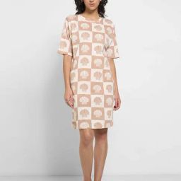 Dreamz By Pantaloons Beige Cotton Comfort Fit Printed Nightdress-image-57