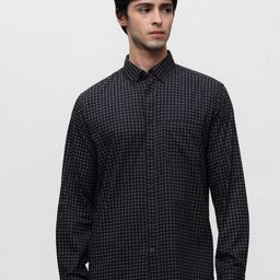 Klub Fox Men Slim Fit Grid Tattersall Checks Opaque Printed Casual Shirt-image-4